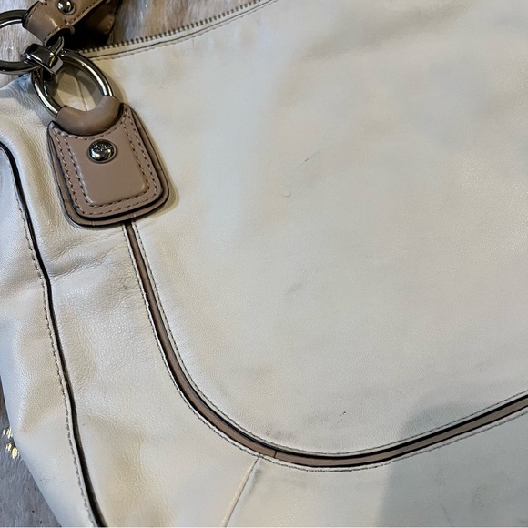 Coach Kristin Satchel Leather White & Tan Croc Embossed Crossbody Bag - Picture 14 of 14